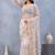 White floral embroidered work designer net saree sari