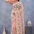 Peach floral embroidered work designer net saree sari