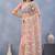 Peach floral embroidered work designer net saree sari