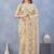 Light yellow floral embroidered work designer net saree sari