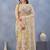 Light yellow floral embroidered work designer net saree sari
