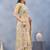 Light yellow floral embroidered work designer net saree sari