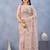 Pink floral embroidered work designer net saree sari