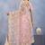 Pink floral embroidered work designer net saree sari