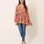 Anushil floral printed short kurti for women | cotton blend a-line tunic top | v-neck gathered top