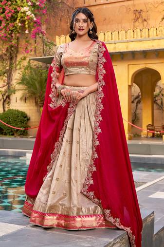 Festive Zari Weaving Kota Lehenga Choli Set with Rich Paithani Border