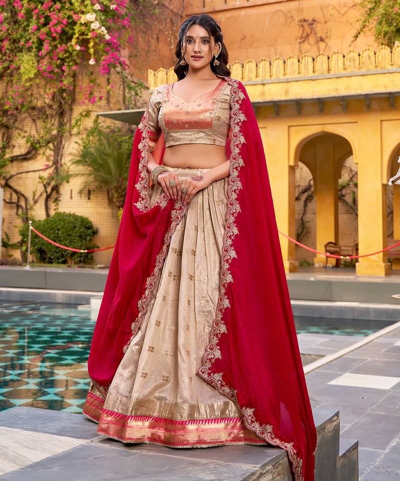 Festive Zari Weaving Kota Lehenga Choli Set with Rich Paithani Border