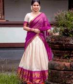 Traditional Checked Poly Cotton South Style Lehenga Choli with Dupatta