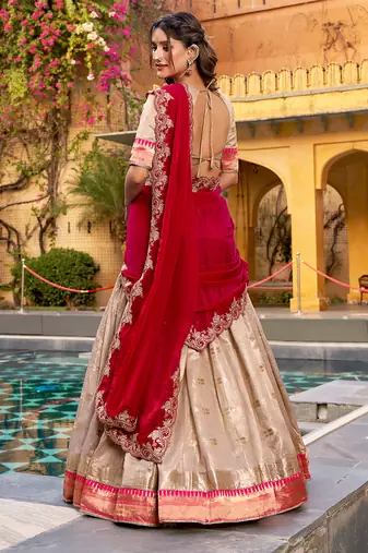 Festive Zari Weaving Kota Lehenga Choli Set with Rich Paithani Border