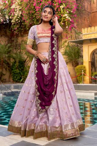 Festive Zari Weaving Kota Lehenga Choli Set with Rich Paithani Border