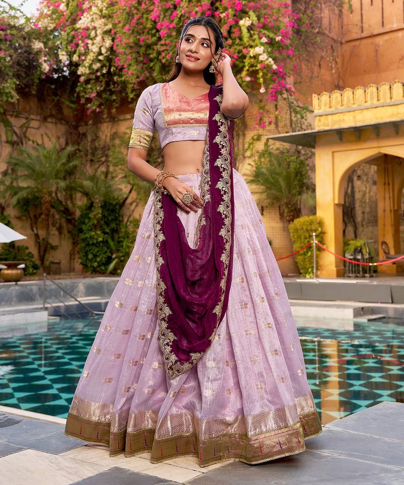 Festive Zari Weaving Kota Lehenga Choli Set with Rich Paithani Border
