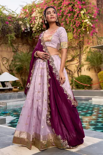 Festive Zari Weaving Kota Lehenga Choli Set with Rich Paithani Border