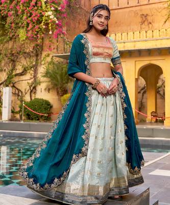 Festive Zari Weaving Kota Lehenga Choli Set with Rich Paithani Border 1