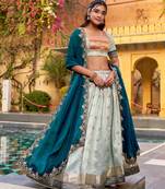 Festive Zari Weaving Kota Lehenga Choli Set with Rich Paithani Border