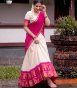 Traditional Checked Poly Cotton South Style Lehenga Choli with Dupatta