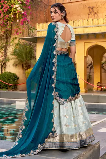 Festive Zari Weaving Kota Lehenga Choli Set with Rich Paithani Border