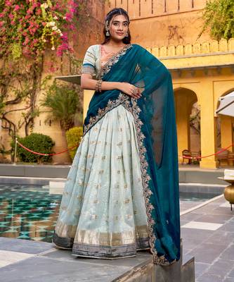 Festive Zari Weaving Kota Lehenga Choli Set with Rich Paithani Border 4