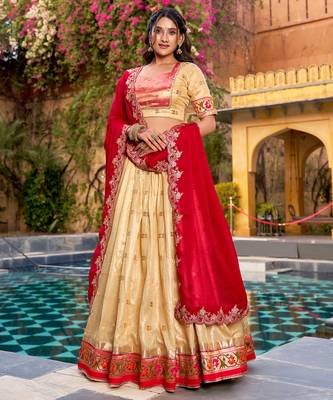 Festive Zari Weaving Kota Lehenga Choli Set with Rich Paithani Border 1
