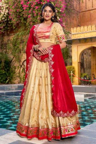 Festive Zari Weaving Kota Lehenga Choli Set with Rich Paithani Border
