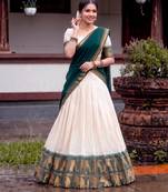 Traditional Checked Poly Cotton South Style Lehenga Choli with Dupatta