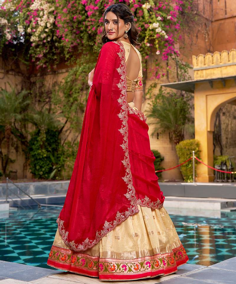 Festive Zari Weaving Kota Lehenga Choli Set with Rich Paithani Border