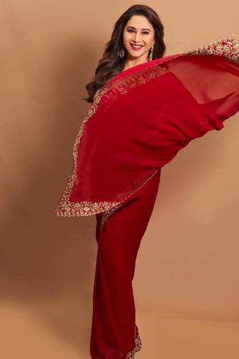 Red Designer Fancy Embroidered Border Saree