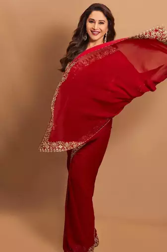 Red Designer Fancy Embroidered Border Saree