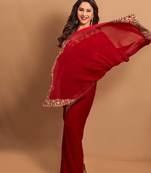 Red Designer Fancy Embroidered Border Saree