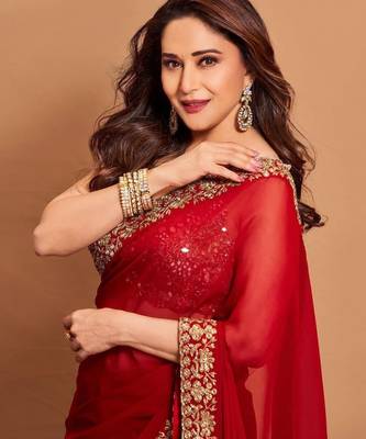 Red Designer Fancy Embroidered Border Saree 3