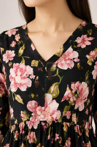 floral printed short kurti for women | cotton blend a-line tunic top