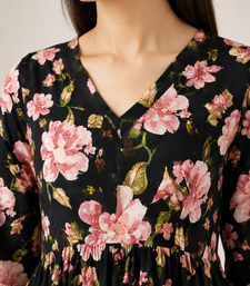 floral printed short kurti for women | cotton blend a-line tunic top