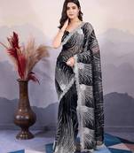 Black Designer Fancy Sequins Embroidered Saree