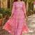 Pink floral printed cotton midi dress