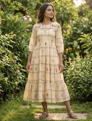 floral printed cotton midi dress 1