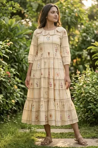 floral printed cotton midi dress