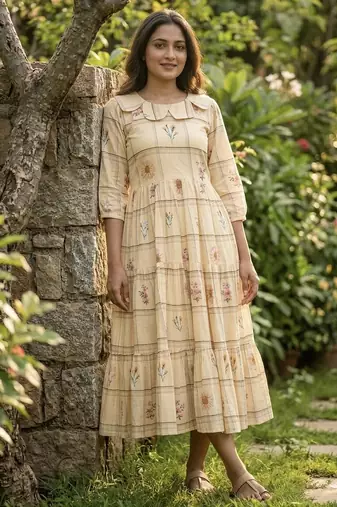 floral printed cotton midi dress