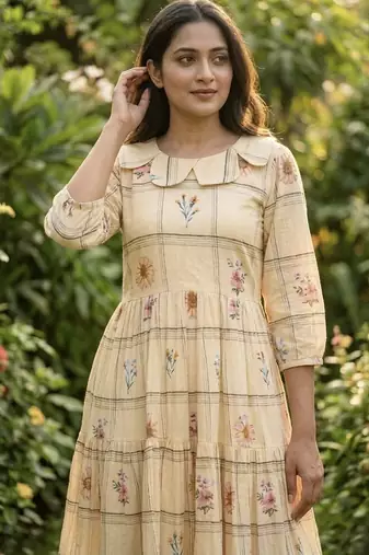 floral printed cotton midi dress