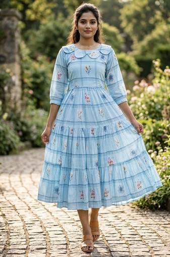 floral printed cotton midi dress