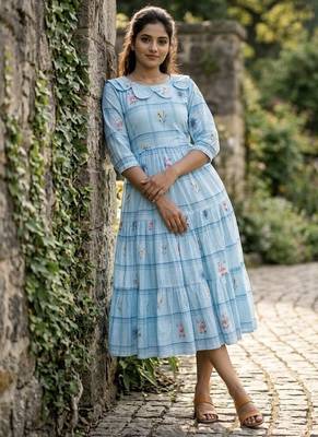 floral printed cotton midi dress 2