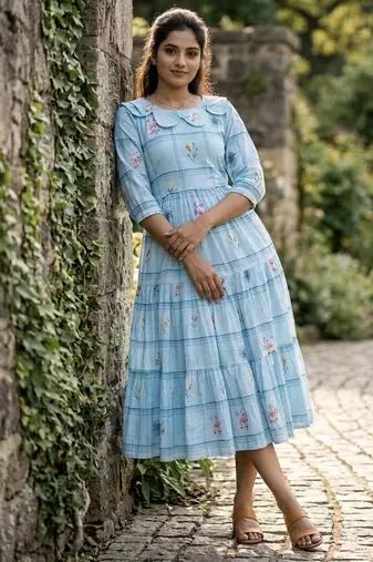floral printed cotton midi dress