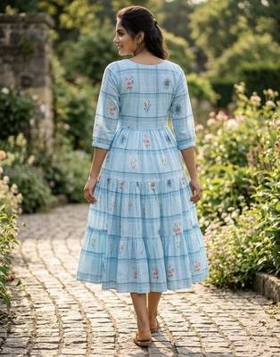 floral printed cotton midi dress 4