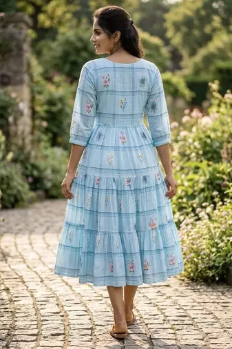 floral printed cotton midi dress