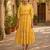 Yellow floral printed cotton midi dress
