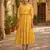 Yellow floral printed cotton midi dress