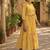 Yellow floral printed cotton midi dress