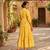 Yellow floral printed cotton midi dress