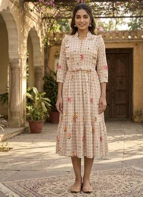 floral printed cotton midi dress 1