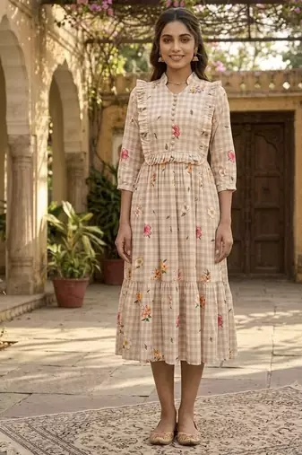 floral printed cotton midi dress