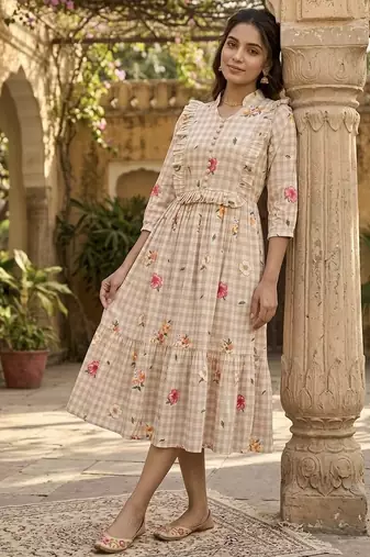 floral printed cotton midi dress
