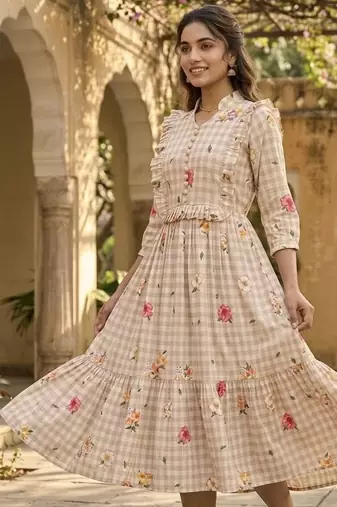floral printed cotton midi dress